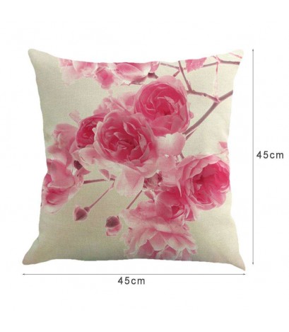 Pink Flower Cotton Linen Pillow Case Cushion Cover Fashion Home Decor