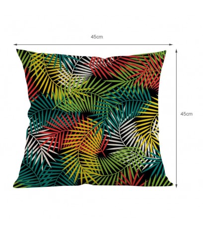 Tropical Plant Leaves Linen Invisible Zip Pillow Case Waist Cushion Cover