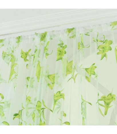 Offset Printing Sheer Curtain Window Yarn Screen Tulle Panel Decor(Green)