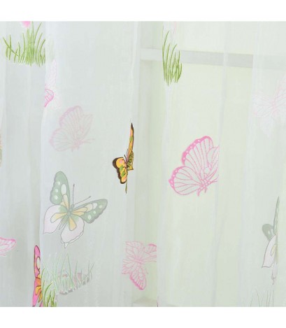 Offset Printing Curtain Yarn Window Screen Sheer Panel Balcony Decor(Pink)