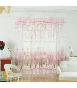 Butterfly Tree Offset Printing Curtain Tulle Sheer Panel Window Screen