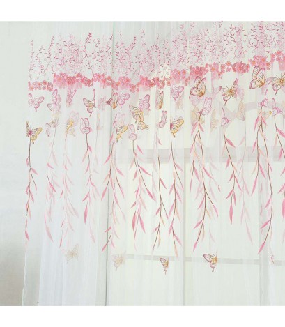 Butterfly Tree Offset Printing Curtain Tulle Sheer Panel Window Screen