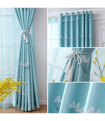 Dandelion Blackout Curtain Window Shading Screen Bedroom Blind Cloth Decor