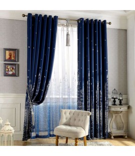 Blackout Curtain Window Shading Screen Cloth Bedroom Curtain(Navy Blue)