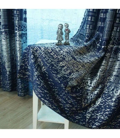 Blackout Curtain Window Shading Screen Cloth Bedroom Curtain(Navy Blue)