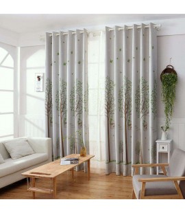 Birdcage Trees Drapes Living Room Blackout Curtain Window Shading Panel