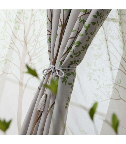 Birdcage Trees Drapes Living Room Blackout Curtain Window Shading Panel