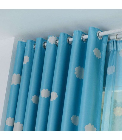 Clouds Printing Blackout Curtain Living Room Window Shading Drapes(Blue)