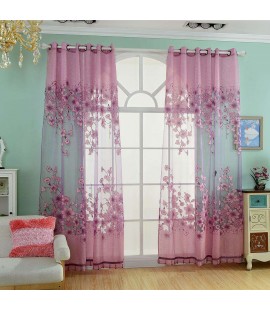 Simple Curtain Yarn Tulle Sheer Panel Bedroom Window Drapes(Light Purple)