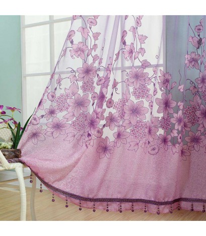 Simple Curtain Yarn Tulle Sheer Panel Bedroom Window Drapes(Light Purple)