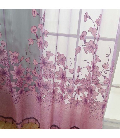 Simple Curtain Yarn Tulle Sheer Panel Bedroom Window Drapes(Light Purple)