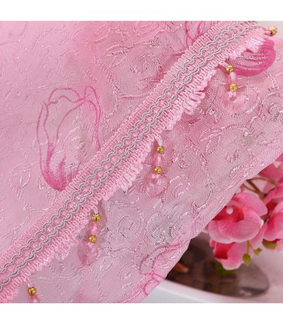 Flower Curtain Yarn Tulle Window Screen Sheer Panel Home Decor(Pink)