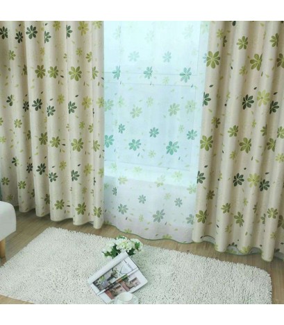 Flower Print Window Drapes Blackout Shade Curtain Bedroom Living Room Decor