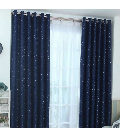 Star Pattern Window Shading Curtain Blackout Bedroom Balcony Home Purdah