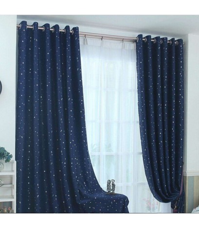 Star Pattern Window Shading Curtain Blackout Bedroom Balcony Home Purdah