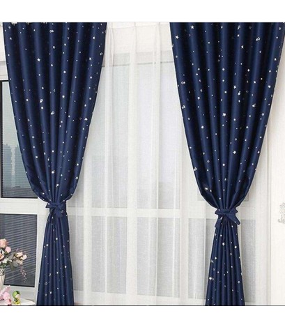 Star Pattern Window Shading Curtain Blackout Bedroom Balcony Home Purdah