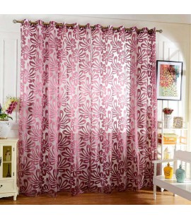 Jacquard Yarn Curtains Window Shading Blackout Purdah Balcony Decor(Purple)