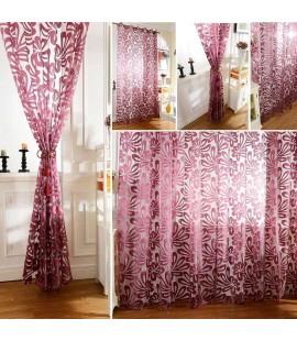 Jacquard Yarn Curtains Window Shading Blackout Purdah Balcony Decor(Purple)