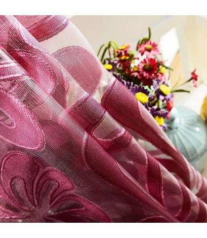 Jacquard Yarn Curtains Window Shading Blackout Purdah Balcony Decor(Purple)