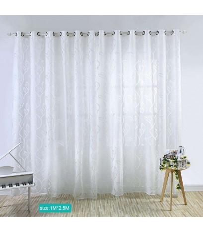 Leaves Pattern Yarn Curtains Shading Blackout Purdah Bedroom Decor