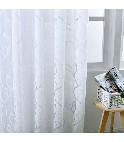 Leaves Pattern Yarn Curtains Shading Blackout Purdah Bedroom Decor