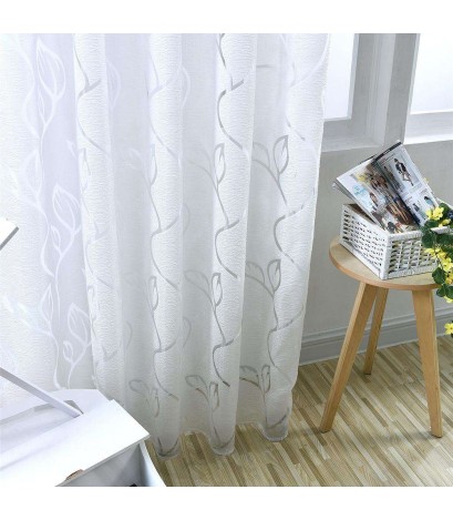 Leaves Pattern Yarn Curtains Shading Blackout Purdah Bedroom Decor