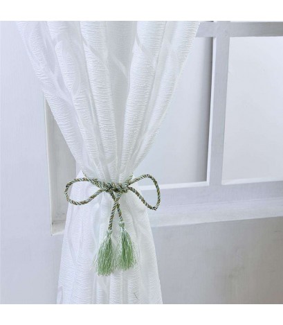 Leaves Pattern Yarn Curtains Shading Blackout Purdah Bedroom Decor