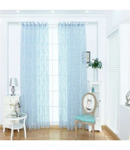 Phoenix Tail Yarn Window Punching Curtains Shading Blackout Purdah(Sky Blue