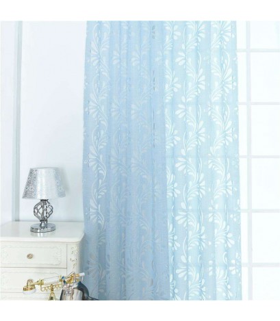 Phoenix Tail Yarn Window Punching Curtains Shading Blackout Purdah(Sky Blue