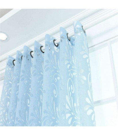 Phoenix Tail Yarn Window Punching Curtains Shading Blackout Purdah(Sky Blue