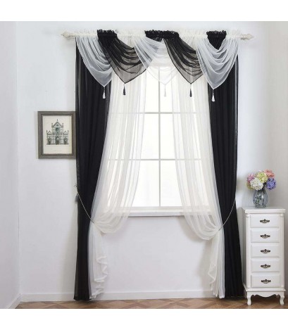 Washable Voile Gauze Tassel Hanging Shading Curtain Window Purdah