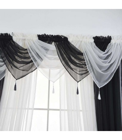 Washable Voile Gauze Tassel Hanging Shading Curtain Window Purdah