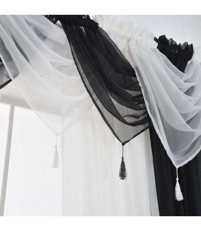 Washable Voile Gauze Tassel Hanging Shading Curtain Window Purdah