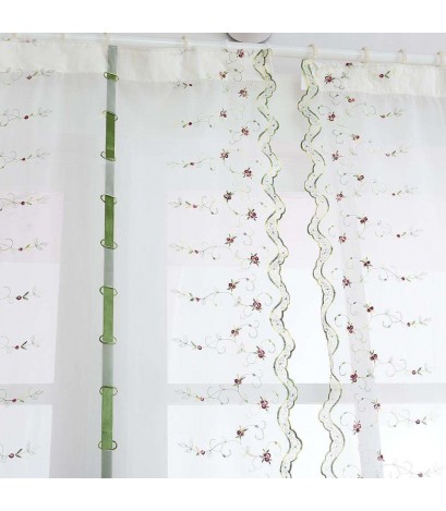 Rose Embroidered Tulle Window Screen Roman Curtain Sheer Drape Home Decor