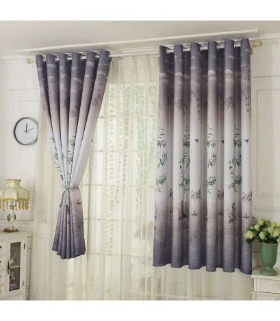 Pastoral Printed Blackout Curtains Window Blinds Drapes Living Room Decor