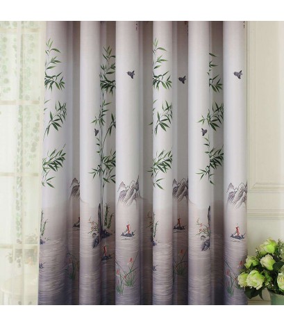 Pastoral Printed Blackout Curtains Window Blinds Drapes Living Room Decor