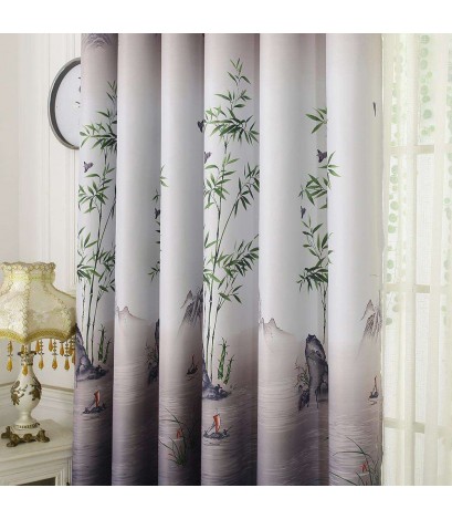 Pastoral Printed Blackout Curtains Window Blinds Drapes Living Room Decor