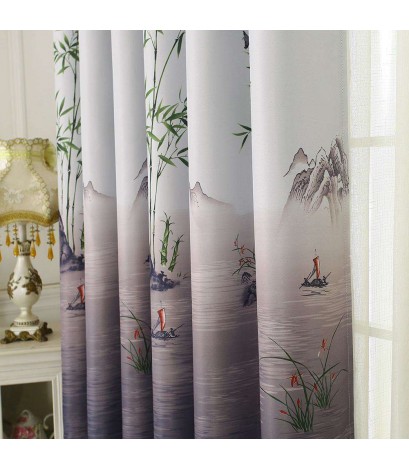 Pastoral Printed Blackout Curtains Window Blinds Drapes Living Room Decor