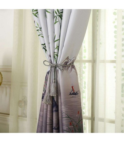 Pastoral Printed Blackout Curtains Window Blinds Drapes Living Room Decor