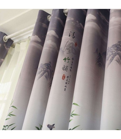 Pastoral Printed Blackout Curtains Window Blinds Drapes Living Room Decor