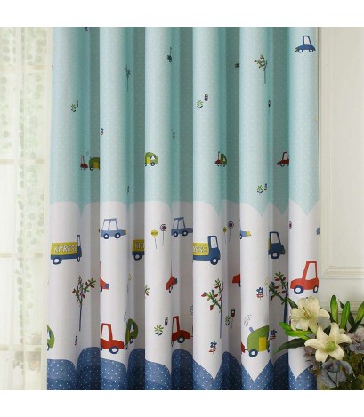 Cartoon Car Print Blackout Curtains Window Blinds Drapes Purdah Home Decor