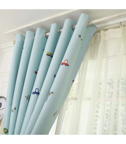 Cartoon Car Print Blackout Curtains Window Blinds Drapes Purdah Home Decor