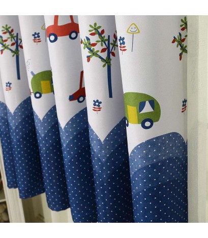 Cartoon Car Print Blackout Curtains Window Blinds Drapes Purdah Home Decor