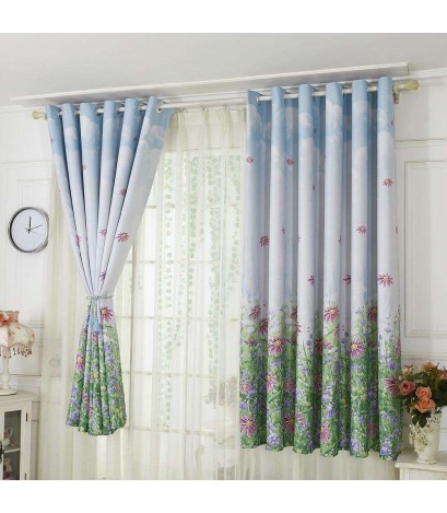 Flowers Print Shading Window Curtain Blinds Drapes Purdah Screen Home Decor