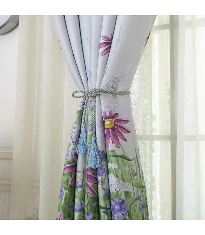 Flowers Print Shading Window Curtain Blinds Drapes Purdah Screen Home Decor