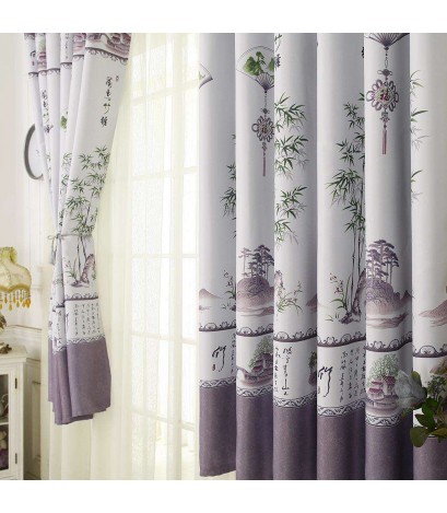 Bamboo Printing Shading Curtain Blinds Drapes Purdah Living Room Home Decor