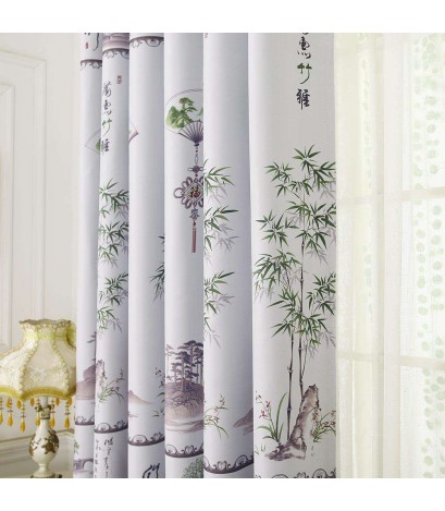 Bamboo Printing Shading Curtain Blinds Drapes Purdah Living Room Home Decor