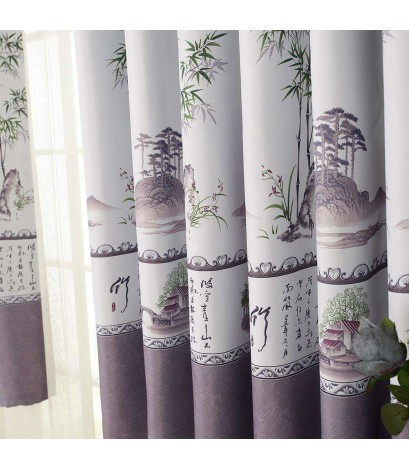 Bamboo Printing Shading Curtain Blinds Drapes Purdah Living Room Home Decor