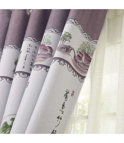 Bamboo Printing Shading Curtain Blinds Drapes Purdah Living Room Home Decor