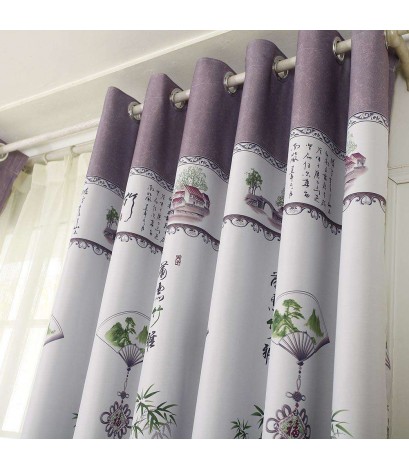 Bamboo Printing Shading Curtain Blinds Drapes Purdah Living Room Home Decor